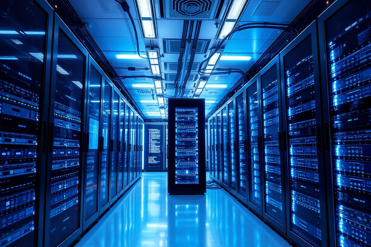 Firmalån til teknologi og IT – serverrom med moderne IT-infrastruktur og datasentre